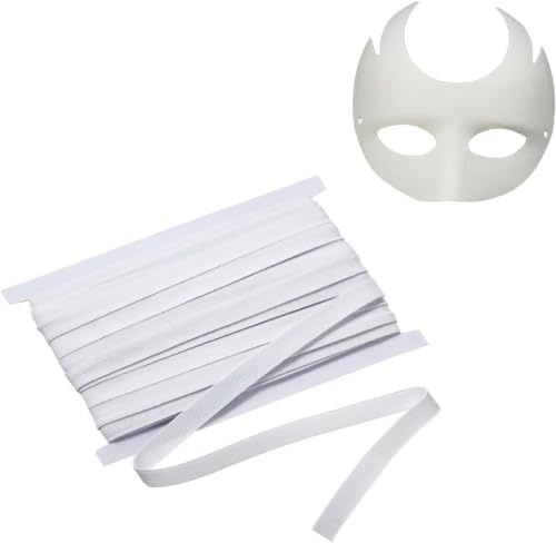 Bande élastique plate blanche de 6 mm pour couture, masque, loisirs créatifs, couture, mercerie et vêtements - 10 m