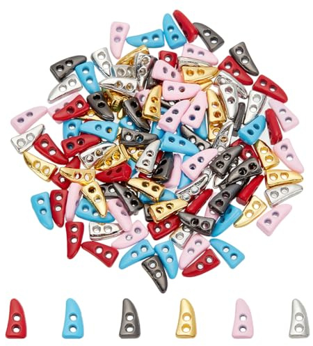 FINGERINSPIRE 120 Stück 2 Loch Mini Knebelknopf Aus Legierung 6 Farben 6.5 mm Winzige Ochsenhornknöpfe Zur Herstellung von BJD Puppen Kleiner Nähhorn Knebelknopf Kostümzubehör Für DIY Scrapbooking