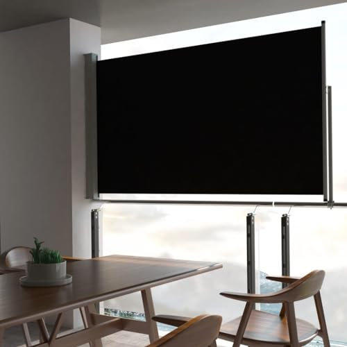 Ausziehbare Seitenmarkise, Markise Windschutz Terrasse Sonnenschutz Balkon Balkon Sichtschutz Geeignet für Balkon Garten Innenhof Terrasse 140x300 cm Schwarz