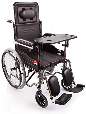 Elektrorollstuhl, Toilettenstuhl, 4-in-1-Rollstuhl, zusammenklappbar, mobiler, flach liegender Toilettensitz für ältere Menschen, wasserdichter Duschstuhl mit Pedal und Handbremse
