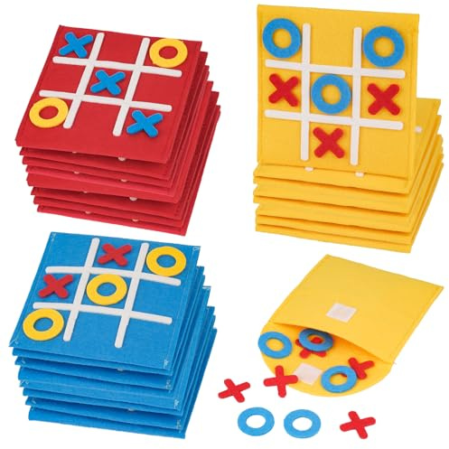 Moosono Tic Tac Toe Spiel, 24 Stück Filz Tic Tac Mini, Bunt Tic Tac Town Spiel, Lernspielzeug Geeignet für Geburtstag, Kindertag, Zuhauser, Schule, Party | Mini Tic Tac Toespiele für Kinder, Kleine Geschenke für Schüler