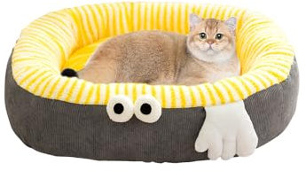 Galatée Katzenbett, Weiches, Strapazierfähiges Haustierbett, Waschbares Luxus-Katzen- Und Hundebett, Warme Katzenbetten Für Hauskatzen, Hundekissenbett Mit Rutschfester Unterseite(M, Grau)