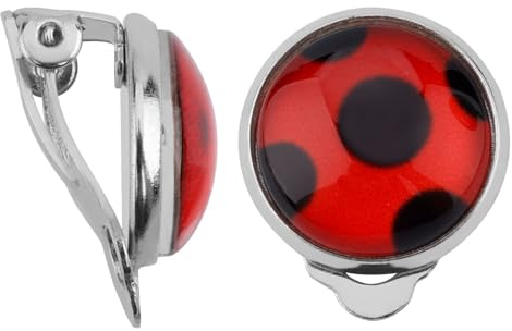 1 Paar Marienkäfer-Ohrringe, Silberne Ohrclips Marienkäfer-Ohrclips Metall Rote Marienkäfer-Ohrringe für Halloween Karneval