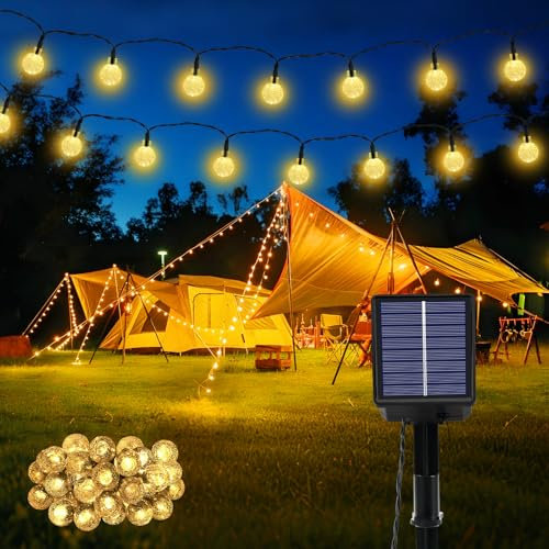 Catena Luminosa Esterno Solare 30LED 8 Modalità Luci Solari Esterno IP65 Impermeabile 8.1M Luci Giardino Energia Solare per Festa, Campeggio, Balcone, Feste, Gazebo(Bianco Caldo+Funzione di Memoria)