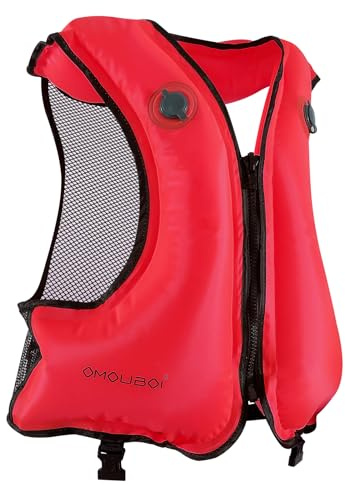 FORWEWAY Schwimmweste Aufblasbar Erwachsene Schnorcheljacke Kajak Leichte Schwimmhilfe Wassersport Verstellbare Schnorchelweste Angeln Aufblasbare Auftriebshilfe Polyester, Tragbar,