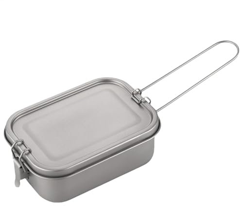 de titanio para camping, de metal, de titanio, para alimentos, con tapa hermética, con asa plegable para calentar en el fuego, campamento