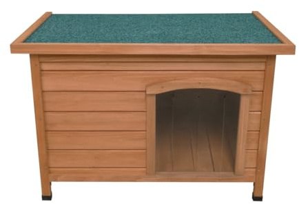 Hundehütte aus Tannenholz Klein Hundehaus Hundehöhle Tierhaus 58 x 86 x 63cm Outdoor Indoor Abgeschrägtes & Aufklappbares Filzdach Abnehmbaren Boden 5cm Füße Türklappen Wetterfest Einfache Reinigung