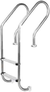 Swimming Pool Ladder,2/3 Steps Swimming Pool Step with Extended Curved Armrest, Stainless Steel Step for Ground Pools(Drilling,2-Steps1.2mm)
