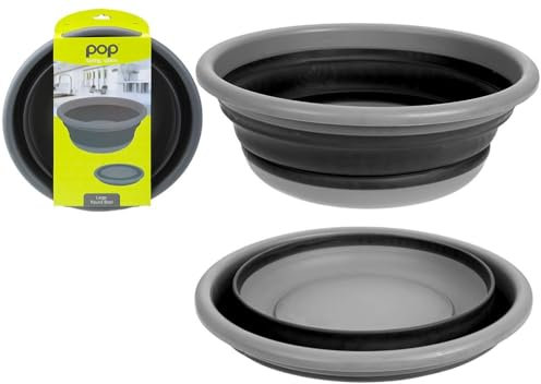 Slumber Hut Collapsible 7 Litre Large Round Bowl - Black/Grey