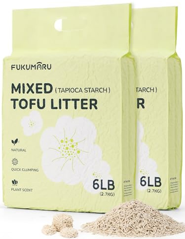 FUKUMARU Tofu Arena para Gatos con Cassava 5.4KG. Ultra aglutinante Antiadherente, sin Polvo, Fragancia Natural de Gardenia, Control de olores, se Puede desechar en el Inodoro, residuos mínimos.