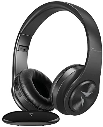 TECHMADE Cuffie TV wireless senza filo, con trasmettitore - adattatore universale jack 3,5 cavo ottico, RCA- lunga autonomia - per adulti, anziani