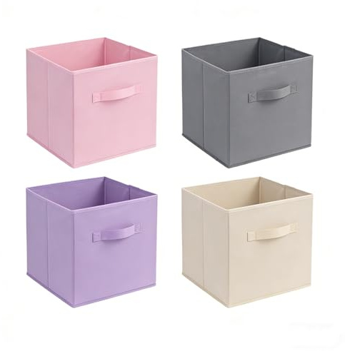 ZMShenMa 4 Pcs Foldable Storage Cubes Storage Box Made Of Fabric In Cube Shape，Organiser With HandlesWardrobe Drawer Style Folding Storage Box, Used For Organizing Clothes.