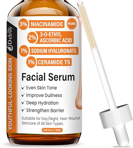 DEBAIY Vitamin C-Gesichtsserum mit Niacinamide und Ceramide T5 – Mehrfachwirkung - Hydratisiert und Mattigkeit verbessert (120 ml / 4,06 fl.oz)