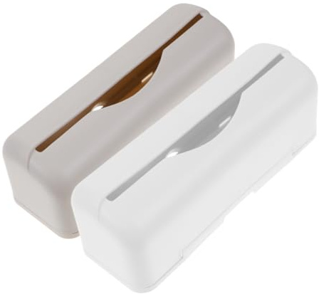 FUNNETOYU 2piezas Contenedor De Bolsas Colgante De Pared Dispensador Práctico y Grande para Bolsas De Basura y Compra Almacenaje Versátil y Ahorro De Espacio Caja De Plástico Gris y Blanca