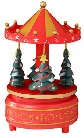 Caja de música para árbol de Navidad, caja de música giratoria para árbol de Navidad, decoración de mesa musical con manivela, para sala de estar, decoración de dormitorio