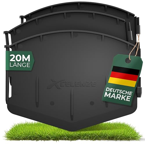 Xcelenze - 20 Meter Flexible Rasenkante Kunststoff Mähkante Beetbegrenzung | zum einschlagen | UV & witterungsbeständig | Beeteinfassung Kunststoff Rasenkantenband – einfaches Verlegen