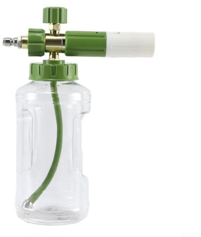 Yhenlovtt Lancia schiuma neve per lavaggio auto con capacità di 1 litro e modalità di spruzzo regolabili a 360 gradi, compatibile con idropulitrici in rosa, verde, giallo, L (verde)