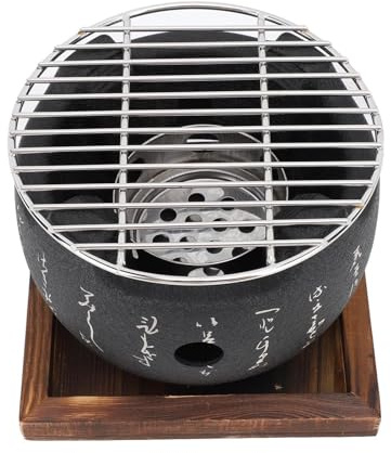 Griglia in stile giapponese, mini griglia per barbecue giapponese portatile rotonda fornello a carbone per alimenti per uso domestico per campeggio domestico al coperto (S)