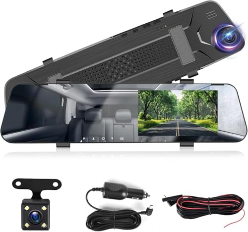 NHOPEEW Rückspiegel Dash Cam mit Dual 1080P Kameras Unterstützung Schwerkraft-Sensor/Parkhilfe/Loop-Aufnahme/Nachtsicht/einstellbare Helligkeit + 64GB SD-Karte