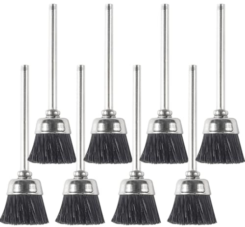 Spazzola Pulizia Unghie 8 Pezzi in Metallo Set Accessori | Set Accessori Manicure per Scuola e Salone, Setole Forti e Flessibili, Nero, per Fori Stretti e Dettagli