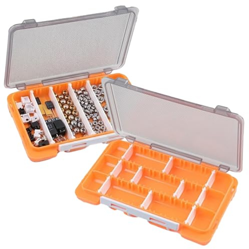 2 Pack Double Sided Fishing Tackle Box, 2-in-1 Lure Box with Adjustable Dividers, Portable Bait Storage Organizer, Plastic Fishing Accessories Case for Hooks, Lures, Carp & Sea Fishing