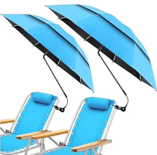 2PCS Paraguas para Silla con Abrazadera Universal Portátil Sombrilla para Silla de Playa Ajustable 360° Protección UV SPF 50+ para silla de patio,silla de ruedas,carritos de golf ,48.6 Pulgadas