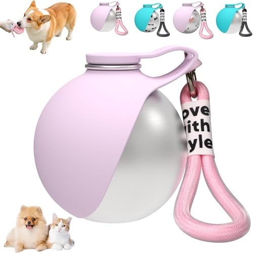 ZVD Borraccia Cane, Bottiglia Portatile 2-In-1 per Cani, per Cani e Gatti, Goccia con Ciotola Pieghevole in Silicone, Ideale per Passeggiate, Escursioni e Viaggi (Rosa)