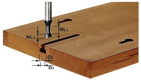 Festool T-Nutfräser HW S8 D10,5/NL13 – Bilderschlitz Oberfräse | Zweischneidiger HW-Fräser für T-Nuten, Bilderschlitze und Schlüsselloch-Aufhängungen – Schaft 8 mm, D1 10,5 mm