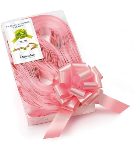 30 Coccarde Rosa Autotiranti 3,0 cm per Matrimonio, Auto, Casa, Nozze, Battesimo, Laurea, Comunione - Fiocco Bianco, Avorio, Celeste, Rosa, Rosso
