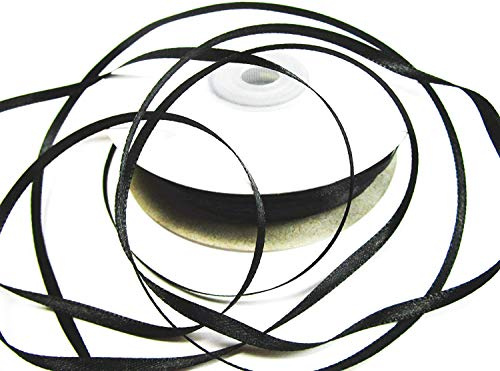 CaPiSo 100m Satinband 3mm Schleifenband Geschenkband Dekoband Satin Trauerband Trauerdekoration Trauerstrauss (Schwarz)
