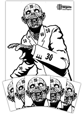 X-Targets 20 x Zombie Zielscheiben Snobby mit 40 Schusspflaster Head / 50x70 cm/Papier 120g/m²