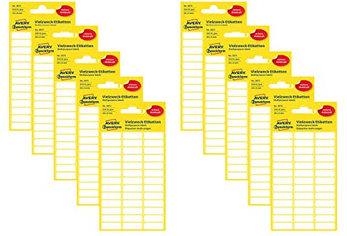 AVERY Zweckform 3073 Mini-Etiketten, 10 x (234 Stück, 20 x 8 mm), 6 Blatt