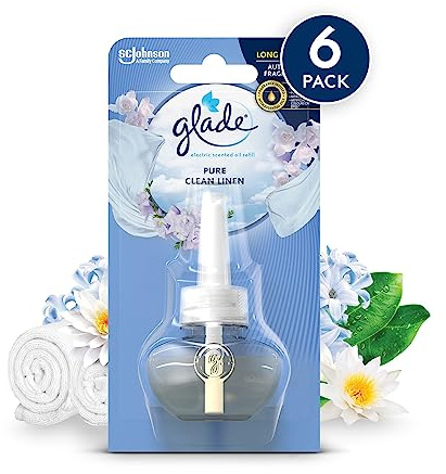 Glade Plug in Air Freshener Refill, Electric Scented Oil Room Air Freshener, Clean Linen, Pack of 6 (6 x 20ml)