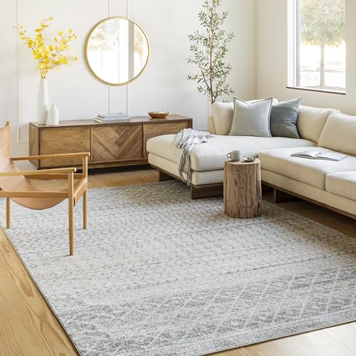 Livabliss Nice Wohnzimmer Boho, großer Schlafzimmer 120x170 cm - e für Esszimmer mit geometrischem Muster, Skandinavischer Wohnzimmer modern in Hellgrau und Weiß
