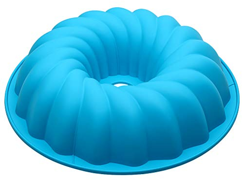 Alimat PluS Silicone Cake Pan 6 Cup, Round Fluted Cake Mold 9.8 Inch, Tube Cake Pan Silicone Baking Molds for Jello, Gelatin, Pound Cake