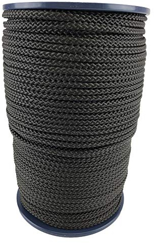 RopeServices UK 6mm Black Polypropylene Braided Poly Rope Cord x 100 Metre Strong String