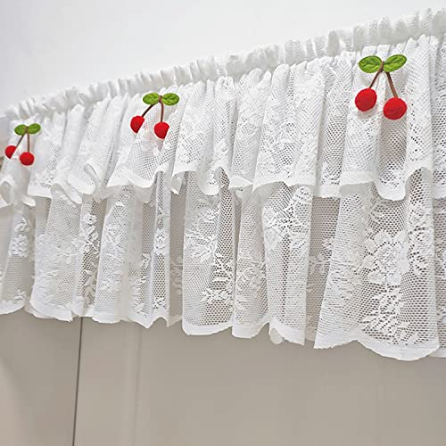 V3VOGUE Kurze Fenstervorhänge,Privatsphäre Fenstervorhang,Weißes Spitzengarn/Wohlfühlen,Landhausstil,Kurzgardine,Für Türen, Fenster, Gärten, Terrassen, Vitrinen,Scheibengardienen