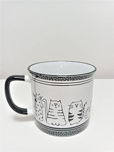 GILDE Keramik Tasse Funny Cat weiß mit schwarzen Katzen