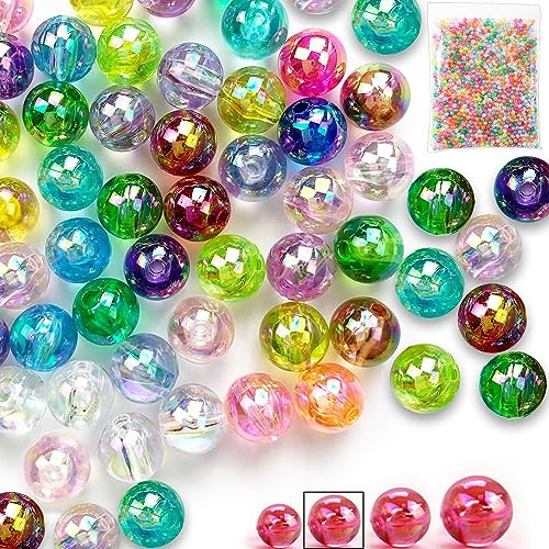 Mbsomnus 1800 Stück Perlen zum Auffädeln 6mm Bastelperlen zum Auffädeln | Bunte Perlen zum Auffädeln, 15 Farben, Perlen Armbänder mit Loch, Acrylperlen für DIY Schmuckherstellung, Halsketten, Basteln