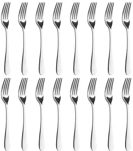 BEWOS 16 Stück Edelstahl Gabeln - Poliert Spülmaschinenfest Set (8,07 Zoll)
