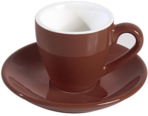ionEgg Tazza da caffè in porcellana con piattino, tazza da caffè espresso, 80 ml, marrone