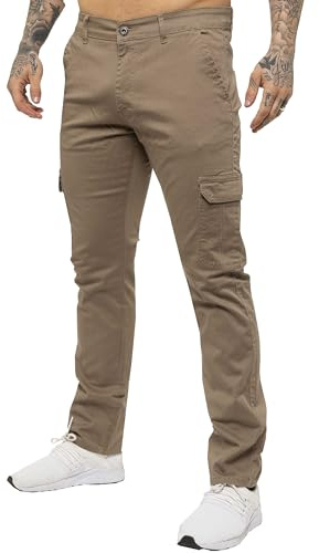 989Zé ENZO Slim Fit Pant Jeans Pantalones Tipo Cargo para Hombre EZ410 Beige 28