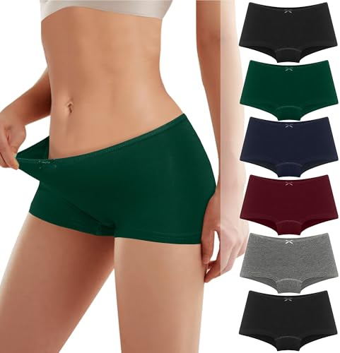 Lakpoau Damen Baumwolle Boxershorts Panties Unterhosen Damen Unterwäsche Baumwolle Slips Atmungsaktive Shorts Damen Cotton Panties Hipster Bequeme Unterwäsche für Frauen Mehrpack 6er Pack UN8 M