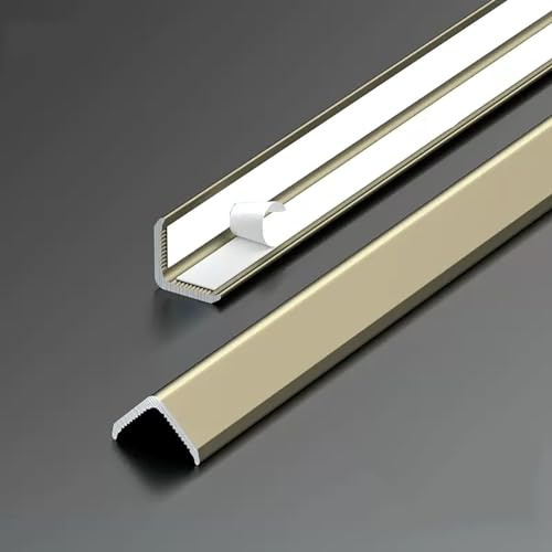 Raouoae 2 Stück Eckschutzprofil Wand Ecke Kantenschutzstreifen Schmaler Metall-Eckschutz Zum Schutz Der Wände, 89° Selbstklebend Eckschutzleiste Für Holzwände/Fliesen (Color : Gold B, Size : 150cm/5