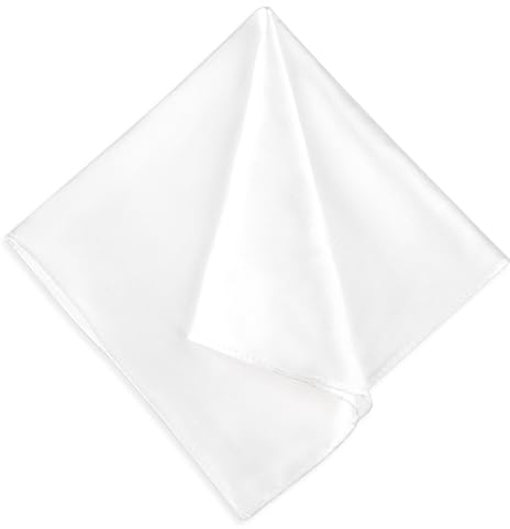 KALIONE Einstecktuch Herren Seide, StofftaschentüCher Damen Einfarbig, Satin-Einstecktuch Weich FüR MäNner (Weiß, 35 X 35 Cm)