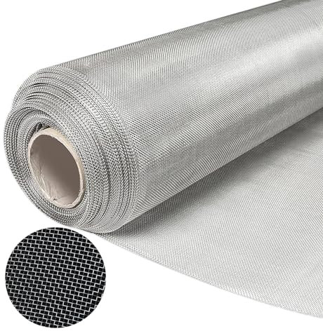 KISKIS Moustiquaire en acier inoxydable 304 tissé 20 mailles pour grille d'aération, rouleau de filtre en maille fine, facile à couper et robuste pour porte, terrasse, cage de jardin, 100 x 500 cm