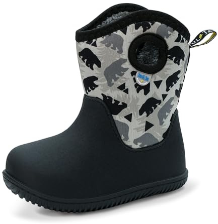 JAN & JUL Bottes d'hiver imperméables avec doublure Sherpa pour enfants, Ourson, 7 Toddler