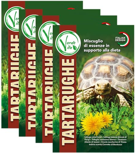 VERDEVITA® - Semi Erba Per Tartarughe Di Terra - Miscuglio Semi In Supporto Alla Dieta Delle Tartarughe - 4 Buste