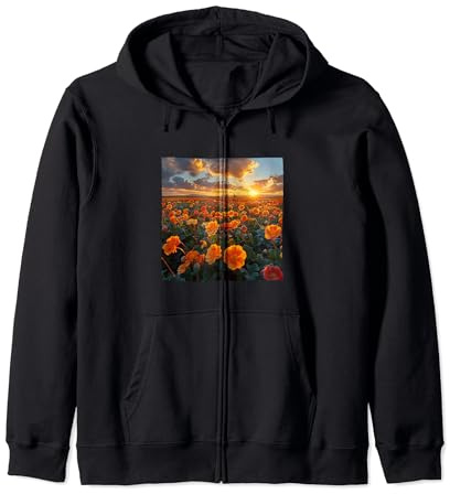 Begonia Fiore Campo Bella Tramonto Grafica Felpa con Cappuccio