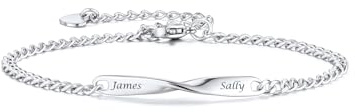 PiercingJak Partnerarmbänder mit Gravur Personalisierte Armbänder Paar Partner Armband Edelstahl Mobius Armkette Freundschaftsarmbänder Liebe Freundschaft Geschenke für Damen Herren